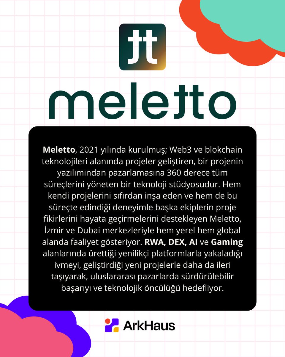 arkhauspeople's tweet photo. @meletto_  kurucu ortağı @BedirhanMelet  ile gerçekleştirdiğimiz röportajda;
🚀 Projeleri büyütmenin kritik aşamalarını
🧠 Stratejik yaklaşımlarını
🌍 Web3 ekosisteminde sürdürülebilir başarı dinamiklerini konuştuk.

Röportaj 🔗 https://t.co/B1QaoXlEs4

#ArkhausCommunity #Meletto https://t.co/wXD1Rt9ZXx