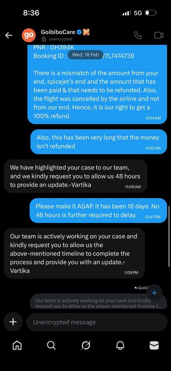 kdevavrata_'s tweet photo. Hey @GoibiboSupport It has been more than 48 hours and you are still getting back to us. Kindly respond. There is no resolution as of now from your end. https://t.co/wmMoo6eH2z