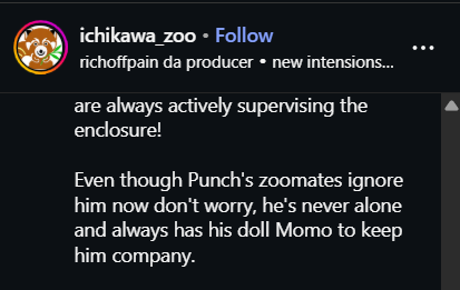 So Punch's official Zoo on Insta posted, his doll's name is $MoMo, why this is getting raped?

7Dis7LF6V2q7MbBunpAZGAsD963c15ticxjUciznKCiQ