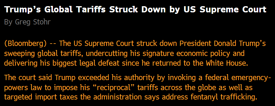 Corte suprema de los EEUU anula los absurdos aranceles de Trump

God bless America