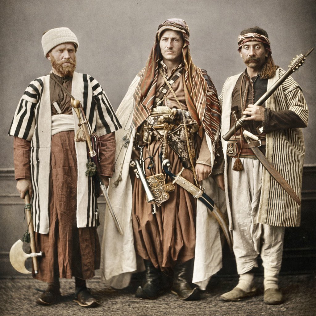 Maronite mountaineer of Zahle (left)
Maronite mountaineer of Zgarta (middle)
Druze of Lebanon (right)