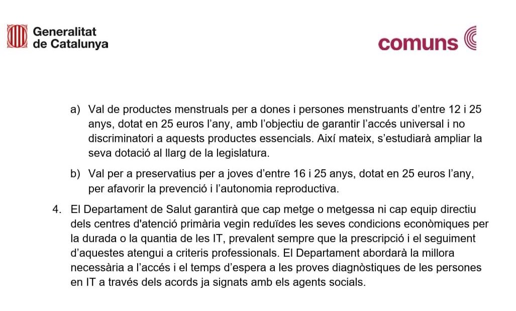 S’ha anunciat que condicionar part dels pressupostos dels CAP a la durada de les Incapacitats Temporals es deixava sense efecte

Però el que s’ha pactat és diferent i fa referència a retribucions de metges, metgesses i equips directius dels CAP

Ho aclarireu <a href="/gencat/">Generalitat de Catalunya</a> <a href="/salutcat/">Salut</a> ?