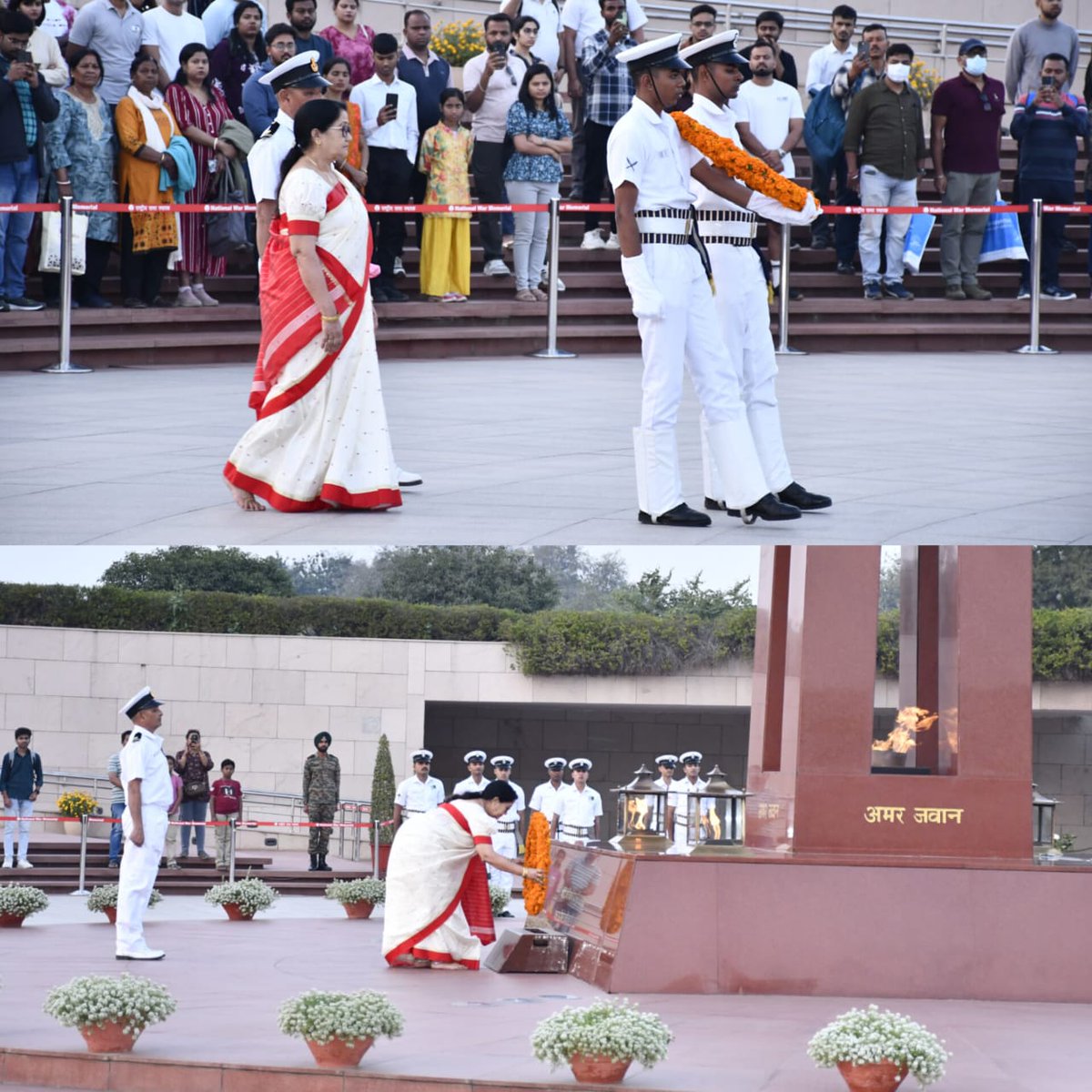 salute2soldier's tweet image. Mrs Dhanwati Devi was deeply anguished when she lost her soldier, Hav late Jagdish Singh, #17 MAHAR, in an operational engagement in 2001. With unhealing pain &amp;amp; nostalgia, the brave wife paid homage to her fallen soldier at #AmarJawanJyoti with pride in #NoK Ceremony.