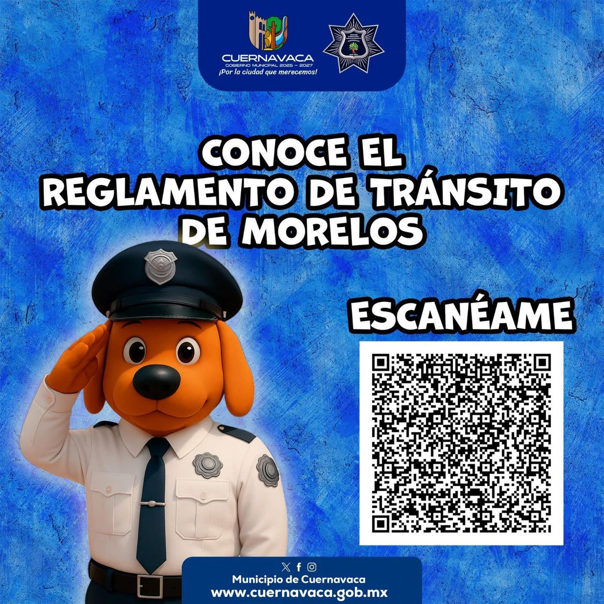 🚦🐶 En #Cuernavaca, la seguridad vial es tarea de todas y todos 💙
📌 Respeta el 1x1
🏍️ Usa casco de protección
🚗 Ponte el cinturón de seguridad
📲 Conoce el Reglamento de Tránsito vigente y mantente informado.
Descárgalo aquí ➡️ t.ly/8eJgN

 #CulturaVial