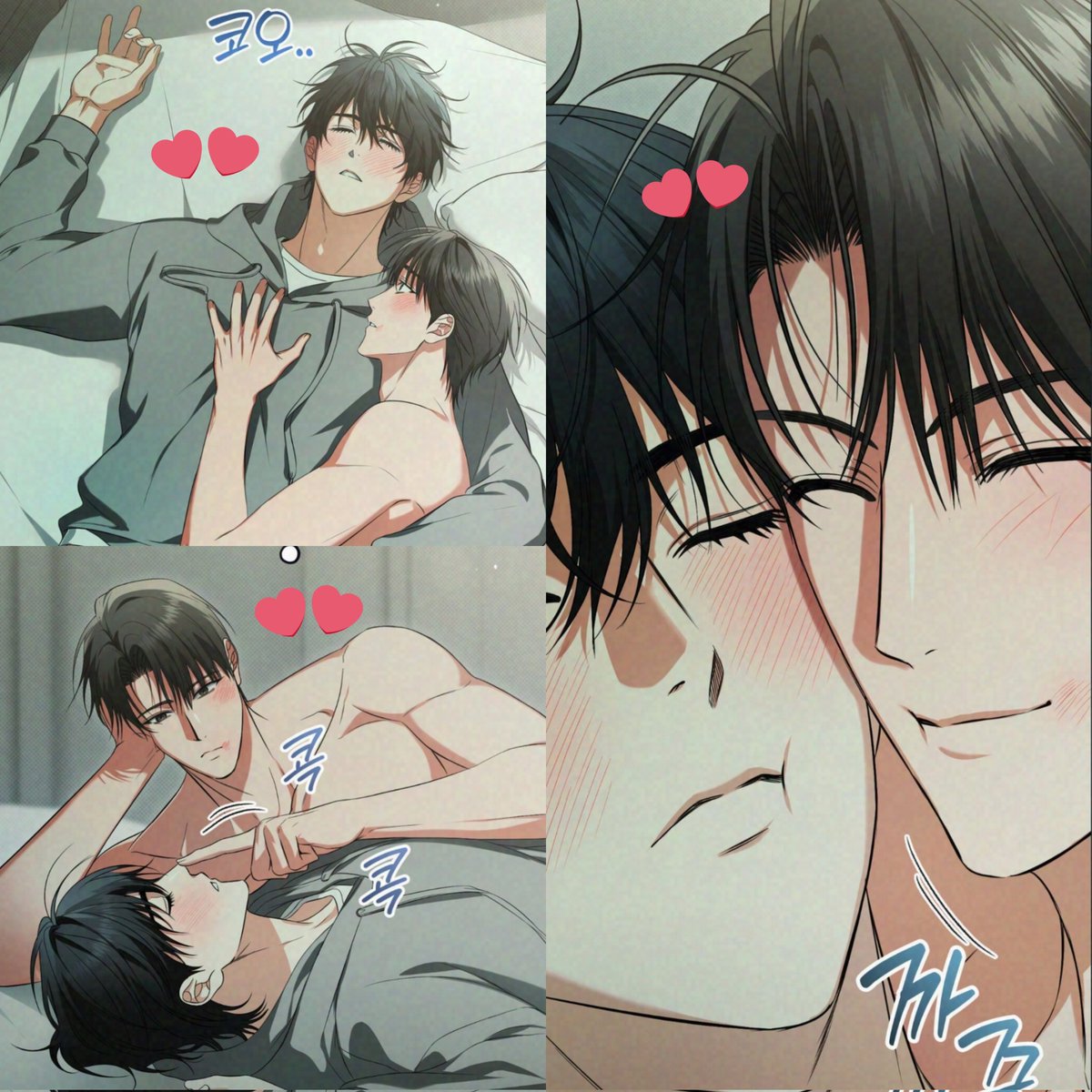 puddingmelons's tweet photo. woonha waking up in gyuwon's arms 🩶, poking his little nose 👈 and nuzzling their cheeks together (he was trying to feel how much gyuwon's beard might have grown 😆🤭) was so cute and precious 🥹😫💞✨️ 
they look so domestic 💗— my heart feels so warm 🥹😭🩶🤍 https://t.co/HmgKPTqYan