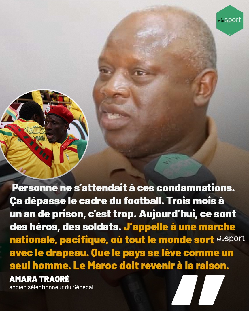 🗣️ Amara Traoré, ancien sélectionneur du Sénégal sur la sanction des 18 supporters à Rabat ...

#wiwsport