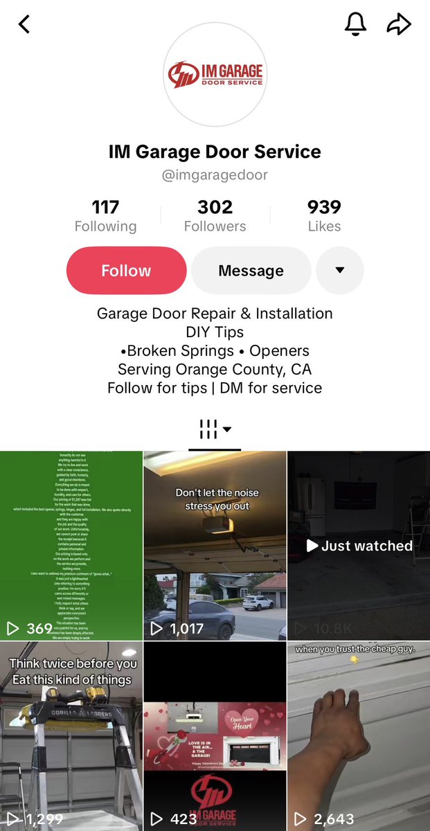 🚨NEWEST UPDATE: I just checked on our friend in California. IM Garage Door Service doubled down and reposted the video about doing work for Trump supporters, laughing in the comments that he’ll be charging triple.

One of the latest comments says, “Post again so we know you got