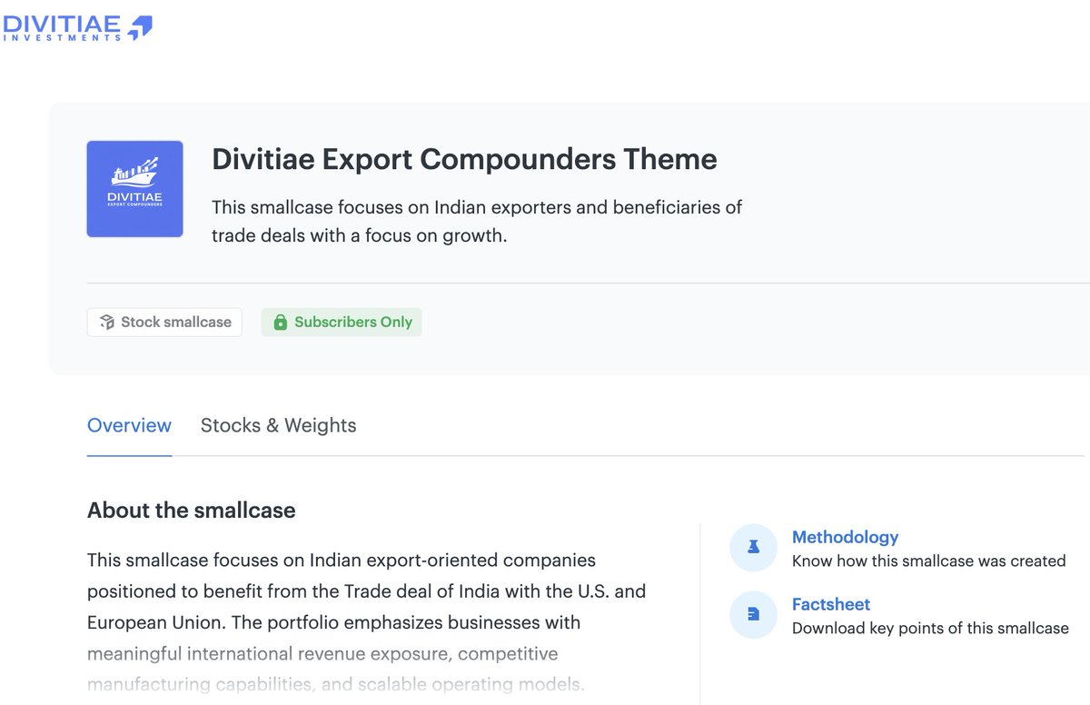 ⚡️⚡️Breaking: US Supreme Court dismisses Trump Tariff ⚡️⚡️ to benefit from this subscribe to our Export Compounders Smallcase now..

divitiaeinvestments.smallcase.com/smallcase/DIAN…

#Trumptariff #StockMarketIndia #investing #Tariff