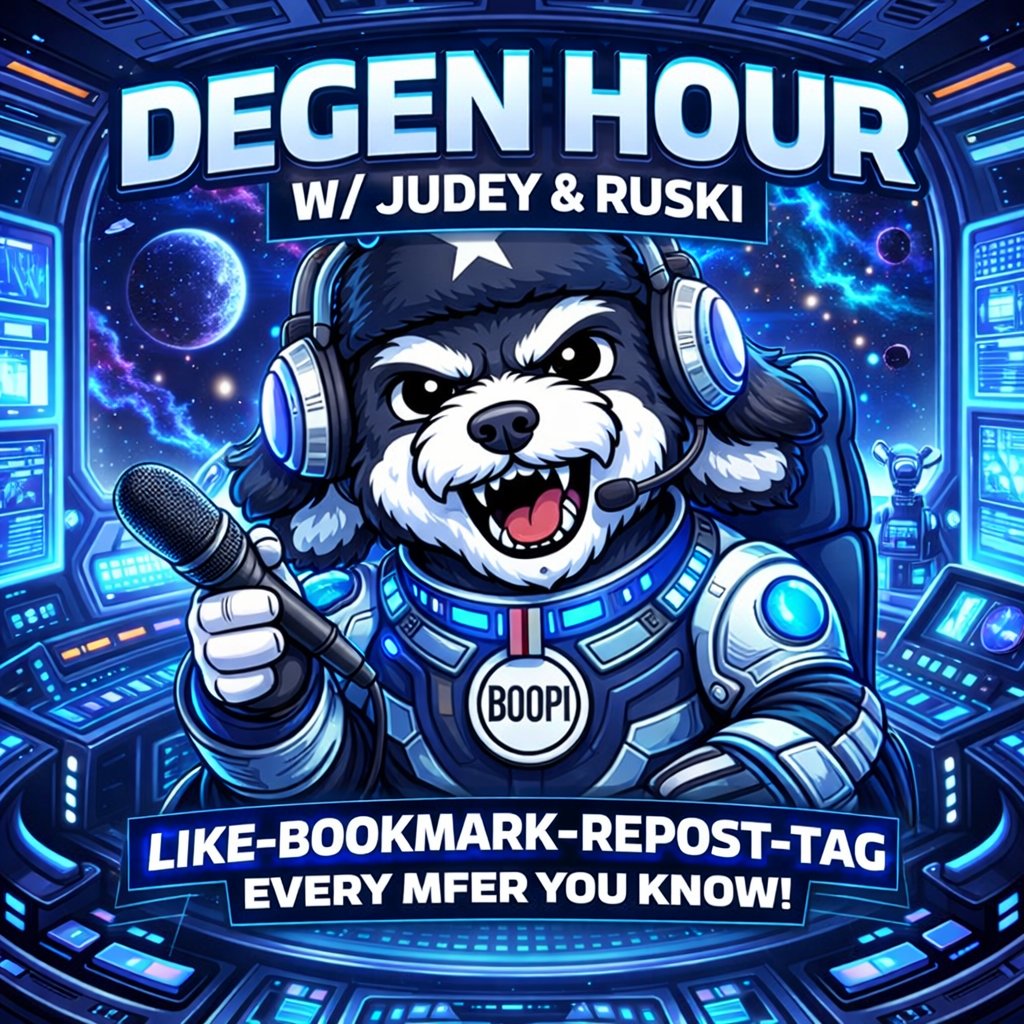 $BOOPI MFERS &amp; EXTENDED CT FAMILY!!! 🚀🔥
TGIF!!! 🎉
YOU’VE ALL GRINDED YOUR ASSES OFF ALL WEEK 💪😤
NOW IT’S TIME TO BLOW OFF SOME STEAM AND LET OUT YOUR INNER DEGEN 😈
PULL UP WITH ME &amp; JUDEY TN DURING THE DEGEN HOURS!!! 🎙️🔥
PULL THE FKN UP MFERS!!!
LIKE ❤️
BOOKMARK 🔖
REPOST