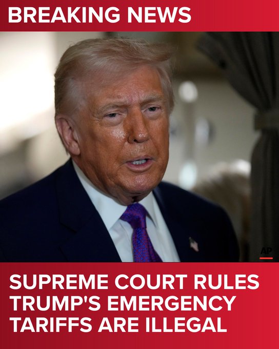 突发 | 最高法院裁定特朗普无权向全球征收广泛关税.king5.com (AP Photo/Mark