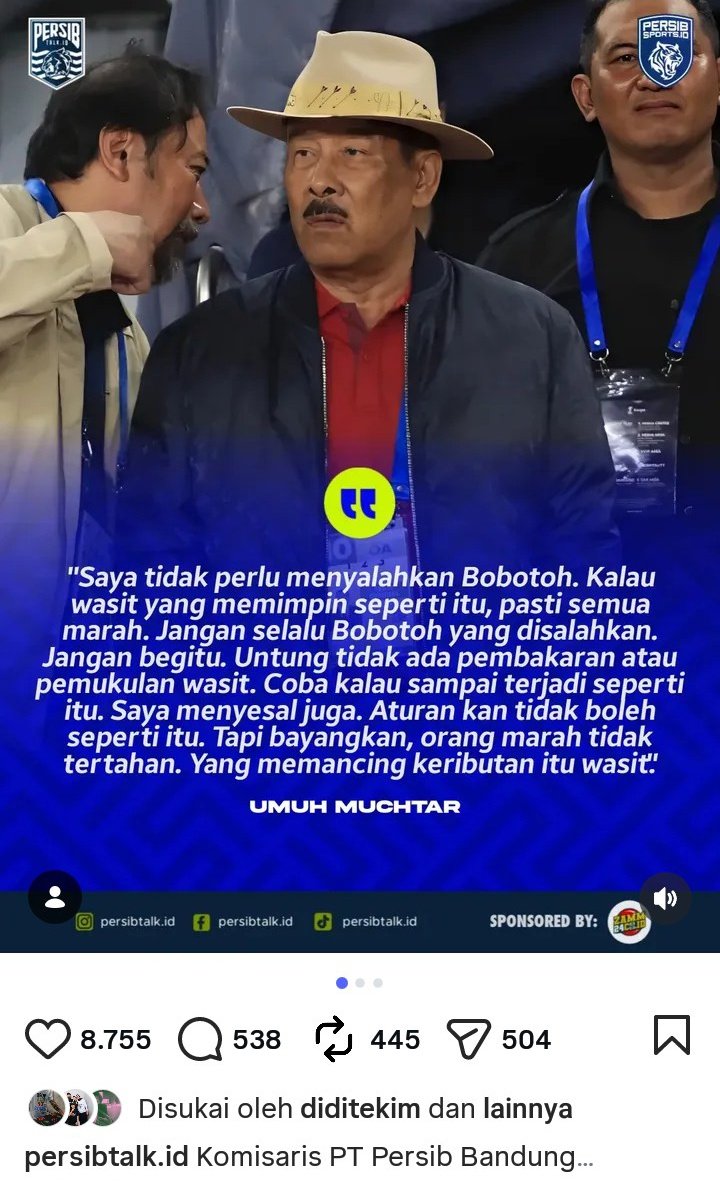 nuhun WHU . tos meren ayeuna tong jadi konplik horijontal, bobotoh kedah guyub, masing2 gaduh karalter positif dan negatif