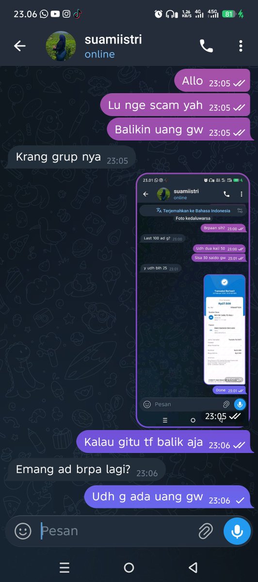 carll129506's tweet photo. HATI-HATI GUYS PENIPUAN DIA NGE SCAM DUIT ORANG. HABIS ITU NGEBLOK KALAU UDH GA ADA DUIT LAGI... 
#pasutri3some #pasutrifantasy #pasutricuckold https://t.co/mdesNVEq3l