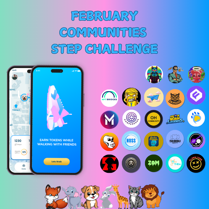 🔥 We’re 2/3 through our February Step Challenge… and you can STILL join! 👟🐾

💥10M+ Steps
🔥 1M+ Calories Burned
🎁 150+ Prizes

Our partner communities came through with INSANE prizes for our February walkers! 👇
🟢 <a href="/PawpularApp/">Pawpular</a> — 3 CEN NFTs + PawPrints
🟢 <a href="/YinDAO_Finance/">YIN DAO ☯️</a>  —