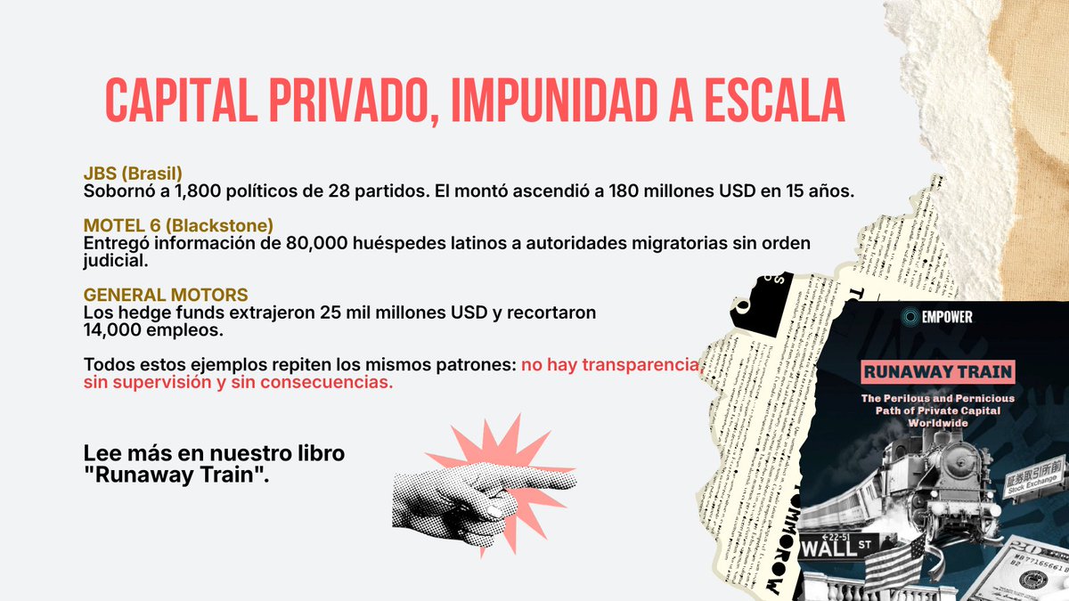 EmpowerLLC's tweet photo. Cuando el capital privado opera sin transparencia, la corrupción florece a escala industrial, desde sobornos masivos en Brasil hasta información de migrantes entregada a autoridades migratorias. Estos son solo 3 ejemplos documentados. 👇  
🔗https://t.co/lznYVCGqkI https://t.co/S8Xwth4JLK