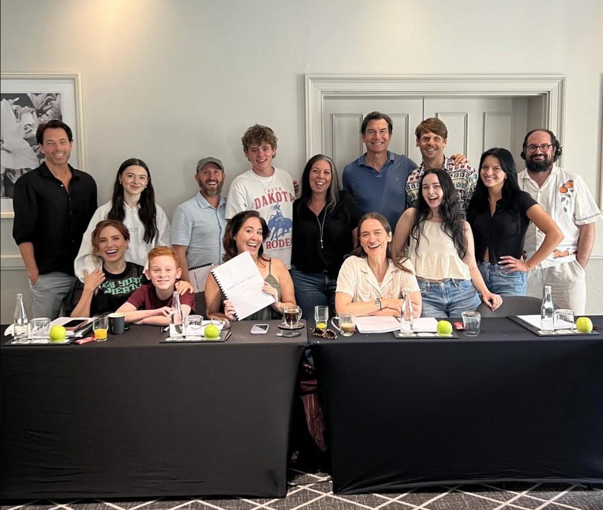 Summer's Last Resort table read with these incredible people. How amazing to finally share the screen with my hubby <a href="/RichWrightFirth/">Richard Wright-Firth</a>