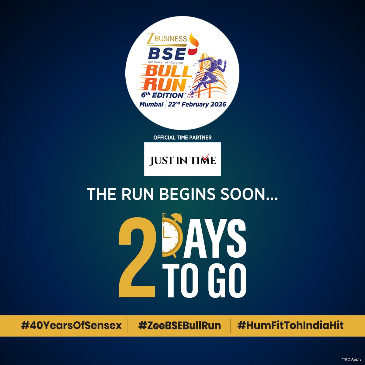 ZeeBusiness's tweet photo. A sure shot recipe for health and wealth!
Join the BSE Bull Run in partnership with Zee Business.
@BSEIndia
Official Time Partner- @justintimewatch
#40YearsOfSensex #ZeeBSEBULLRUN #HumFitTohIndiaHit #BSE #ZeeBusiness https://t.co/DPkDID45AP