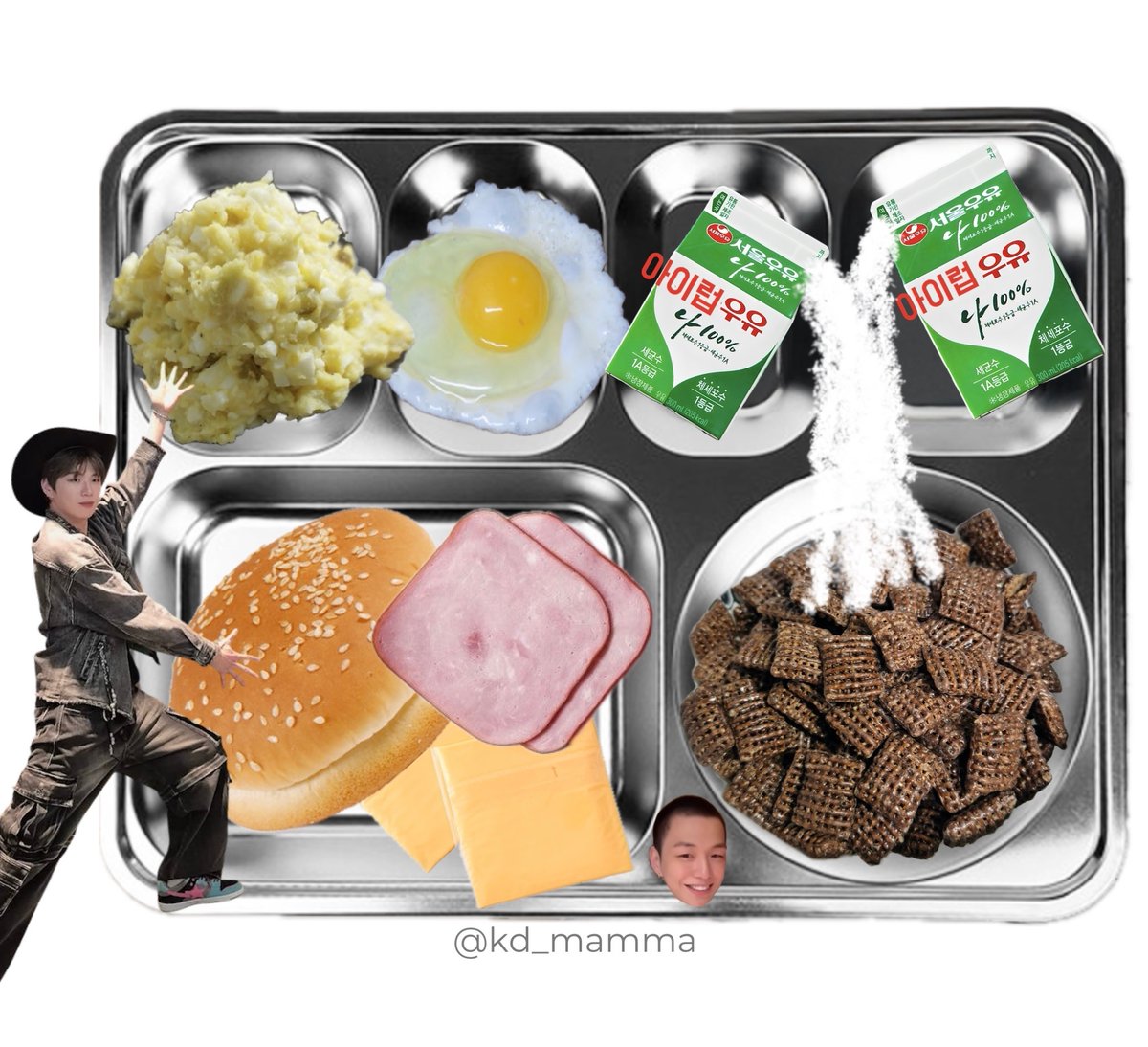 〔 2026년 2월 21일 조식 〕
햄치즈버거
계란후라이
첵스초코시리얼
백색우유
감자에그샐러드
   ᑎ__ᑎ      ᐱ__ᐱ     ᕱ__ᕱ
   (˶.•o•˶)    ( .•ω• )    ( .•⤚• )
ଘ(ა 🍔 )    (ა     ૮)｡   (      ٩)੭