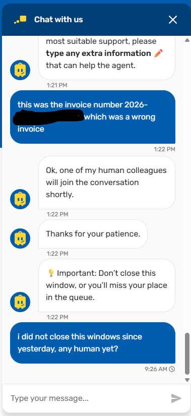 Por favor <a href="/eDreams/">eDreams</a> qué tengo que hacer para que un humano me ayude a corregir una factura?