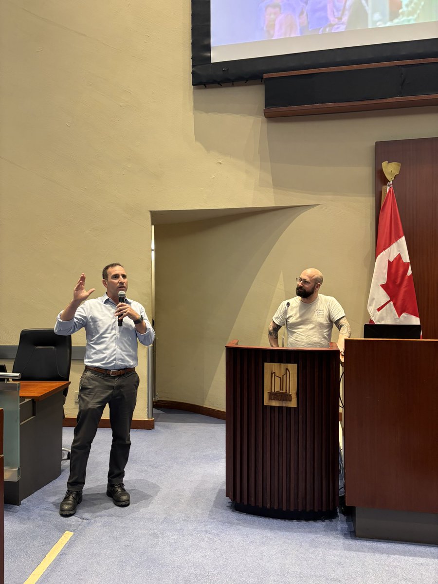 JoshMatlow's tweet photo. Last night, Dan Seljak, my amazing team &amp; I turned Toronto’s city council chambers into a cinema-and enjoyed a thoughtful conversation about ways to improve our city with a packed room of caring, creative &amp; engaged residents. It was truly beautiful. No marshmallows were involved. https://t.co/nAhnDUR0D4