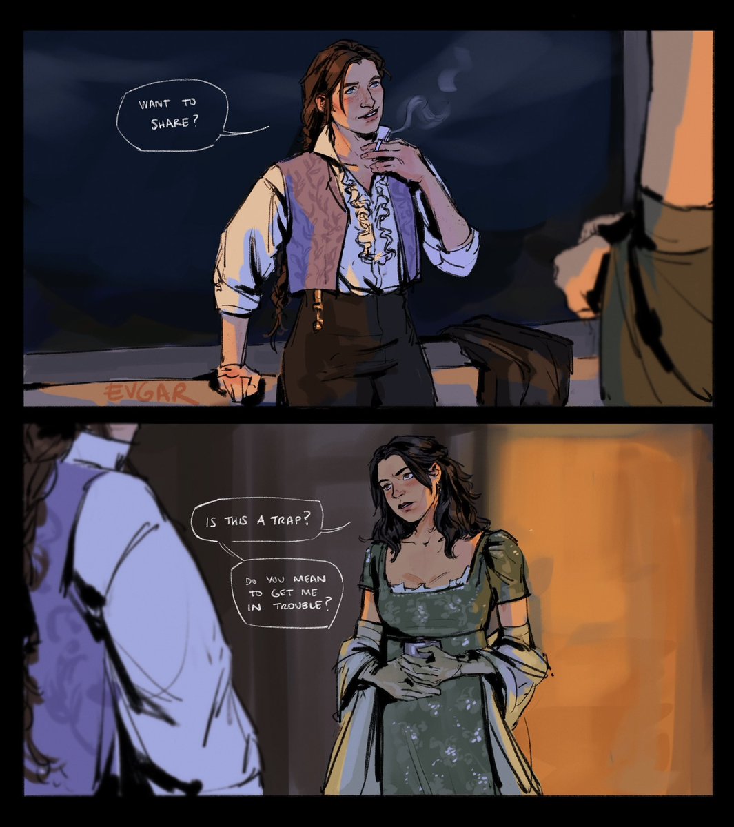 [classical rendition of "The Ballad of The Witches' Road" playing]