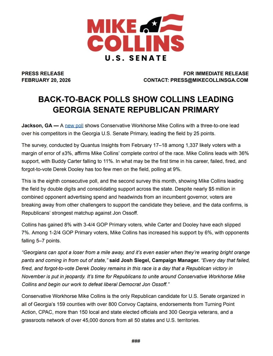 Team Mike Collins Press 🇺🇸 tweet media