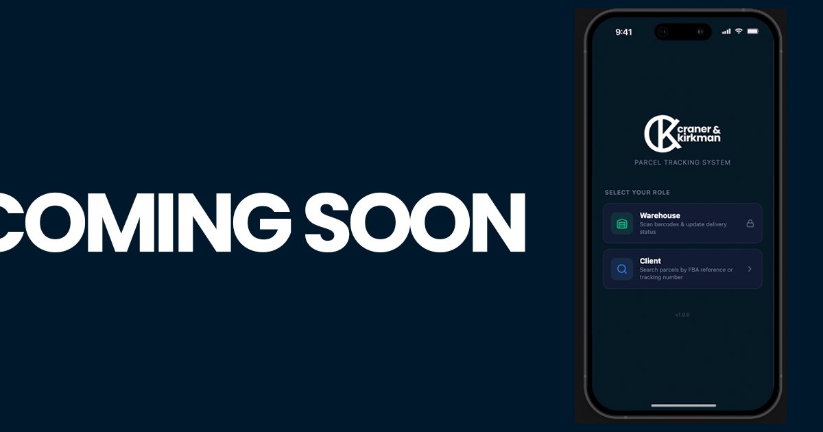 COMING SOON to iOS and Android. If you're a C&amp;K customer, you can get live delivery updates for all of your stock going in with our CK Logistics service!