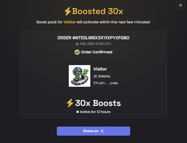 Visitor_sol's tweet image. 30x Boost for $Visitor: PAID ✅