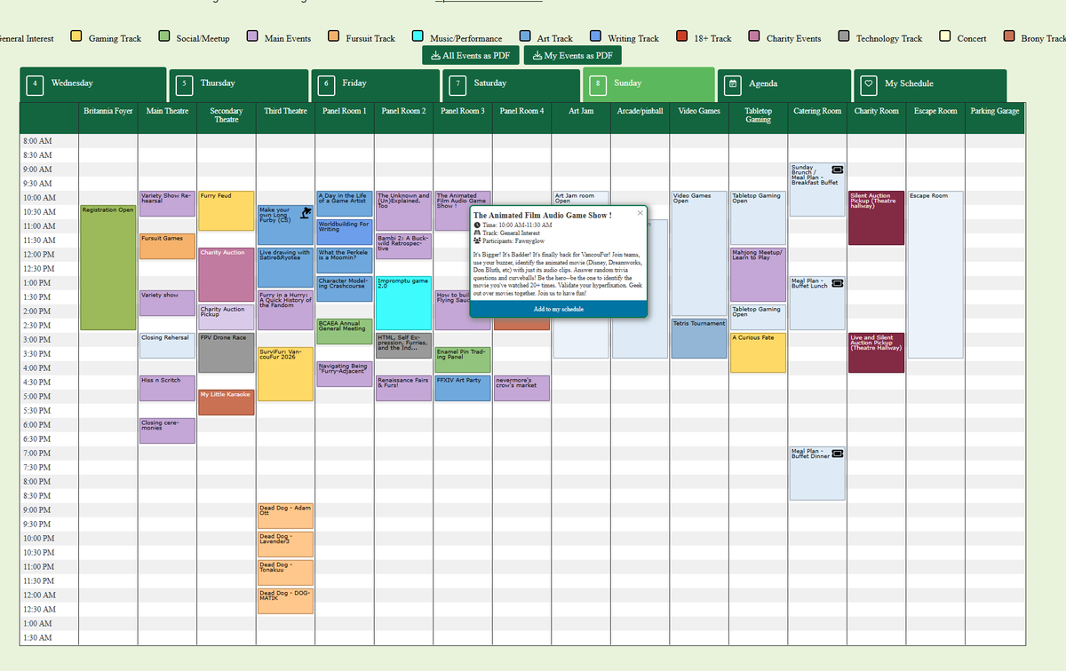 If anyone would like to come to my GAME SHOW it's on Sunday morning at #vancoufur2026 #vancoufur <a href="/VancouFUR/">VancouFur 2026 - Wonderland</a> !! I play audio clips from classic animated movies (Disney, Pixar, Dreamworks, etc); you're on a buzzer. Guess the movie as a team!