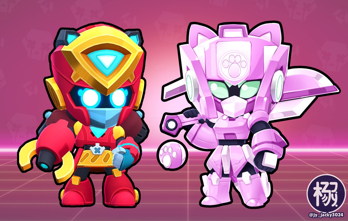 Mecha Jessie & my Kitten Bot Bibi fanart 2 artstyles @BrawlStars