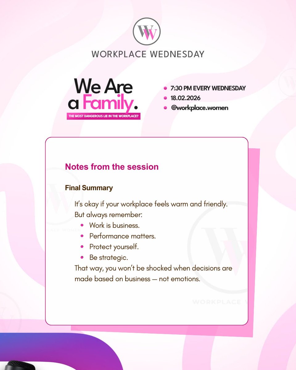 The first Workplace Wednesday IG Live of the year was powerful 💬

Here are a few key nuggets from the session.
Which one stood out to you the most? Let us know in the comments.

And don’t miss the next Workplace Wednesday; theme to be revealed soon.
.
.
.
#WorkplaceWednesday