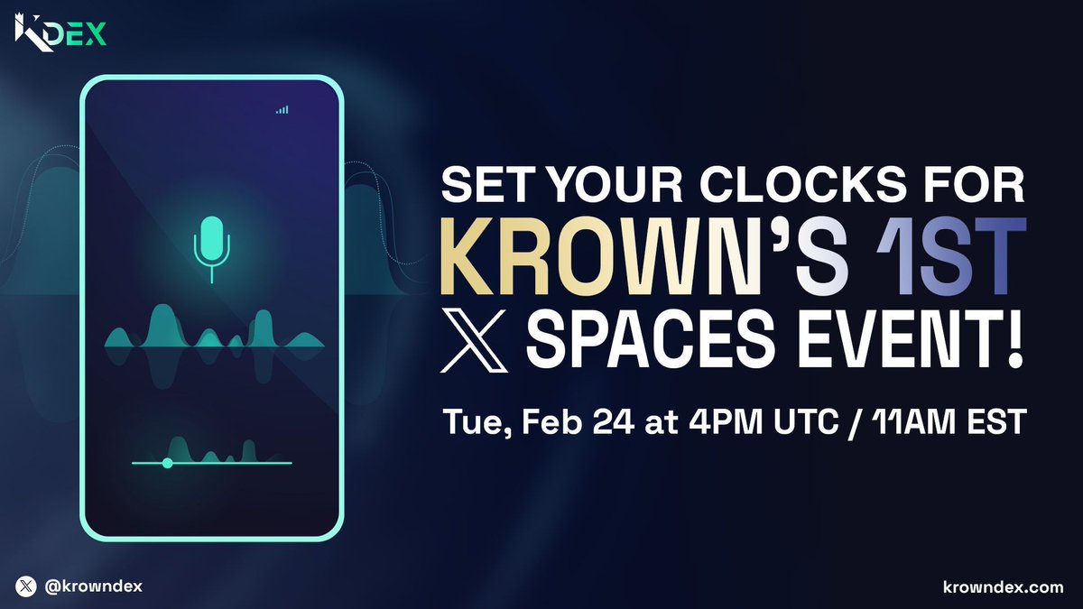 Join @krownnetwork’s first Spaces to hear about:
⚡ Liquidity growth
🔗 Wallet integrations via @qastlewallet
🎟️ Bitcoin 2026
🤝 Ecosystem partners
📅 Feb 24 | 10AM CST
Listen here 👇
x.com/i/status/20244…
<a href="/KROWNCEO/">James Stephens</a> <a href="/QEM_Corp/">Quantum eMotion</a>
#KrownDEX #DeFi #DEX #Web3 #QuantumSecurity #Spaces