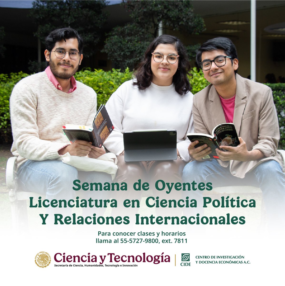 📌 ¿Te interesa formar parte del CIDE? Ven a conocernos en la Semana de oyentes.

ℹ️ Para mayor información sobre la Semana de Oyentes de la Licenciatura en Ciencia Política y Relaciones Internacionales, contacta a la OPA del #CIDE al teléfono: 55 5727 9800 ext. 7811