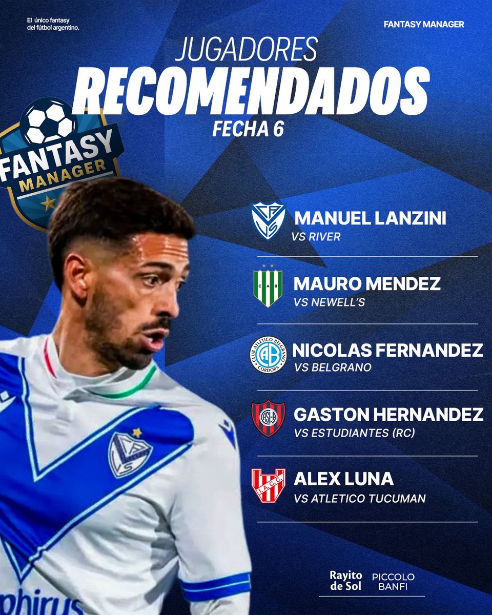 🔎 JUGADORES RECOMENDADOS - FECHA 6. 

🔥 Por si les queda un huequito en el 11…