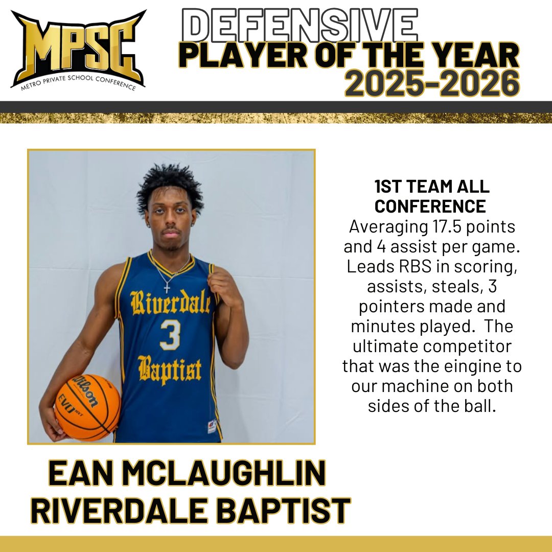 MPSCAthletics's tweet photo. Congratulations MPSC 25-26' Defensive Player of the Year Ean McLaughlin @EanMclaughlin.  He also has First Team All-Conference honors as well as All-Defensive Team. 

@CapitolHoops @PrepHoopsMD @TheHoopBuzz @pr0ia @ColbyGHoops @MarcusHelton https://t.co/wIKrh6o2Jf