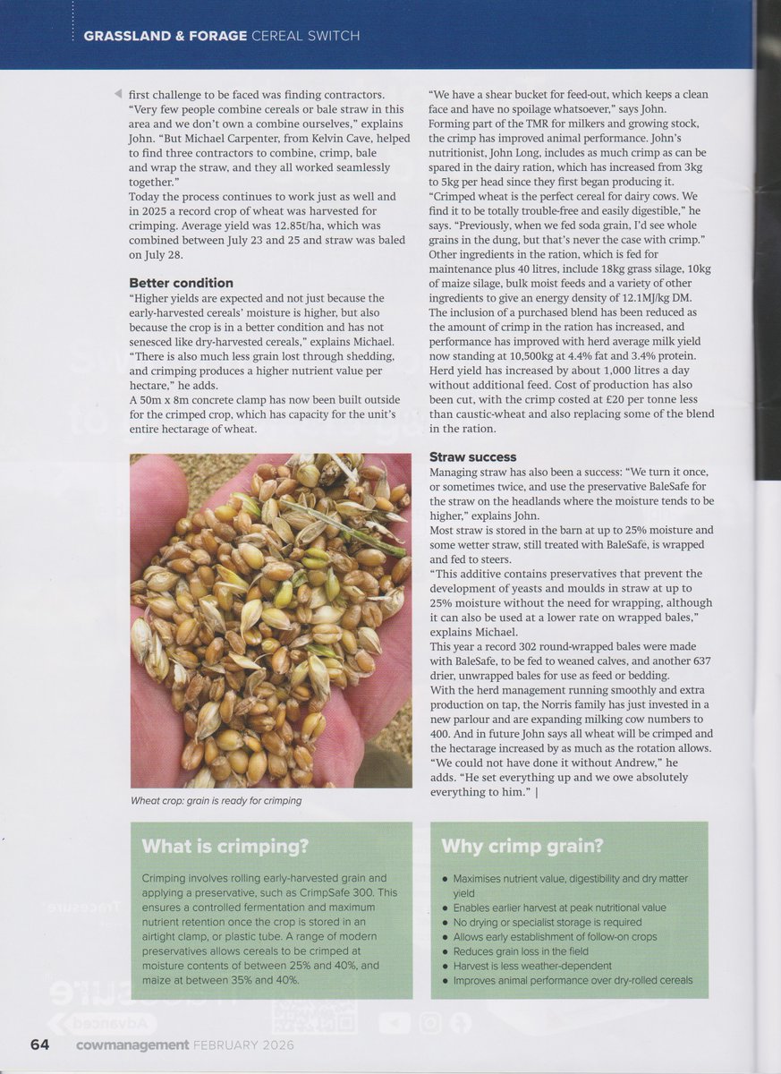 Ending the week on yet another high note with another customer featuring in the media. Full article in this month's Cow Management.

Learn how switching from wholecrop to high-value home-grown concentrate feeds has proven a valuable decision for the Norris family.