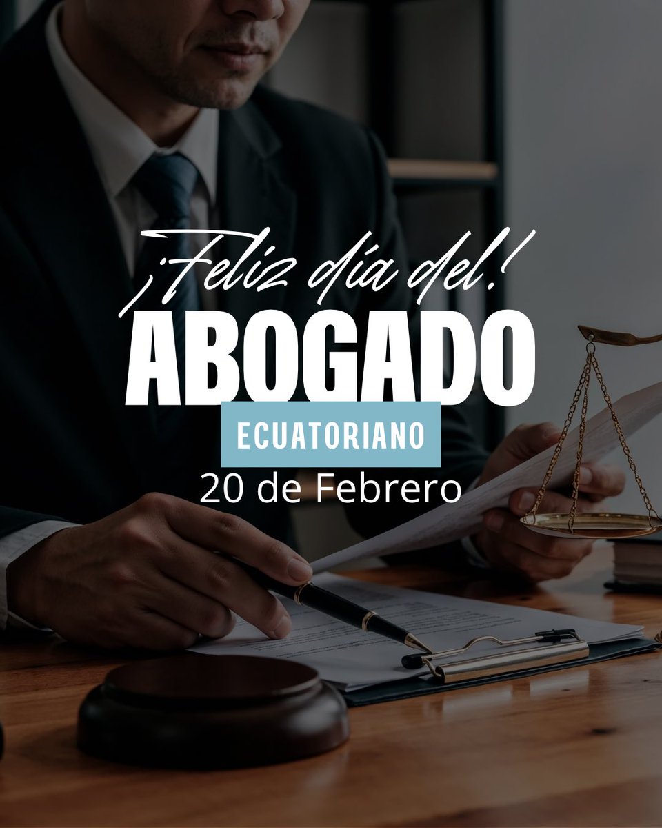 En el Día del Abogado Ecuatoriano, reconocemos la labor de quienes, desde el ejercicio del Derecho, contribuyen al fortalecimiento de la justicia, la institucionalidad y el Estado de derecho en el Ecuador. ⚖️🇪🇨