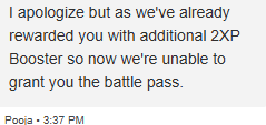 Lui3man's tweet photo. @BFBulletin Contacted EA Help as I still haven't received mine and got this a reply, Complete BS https://t.co/TcneiznMES