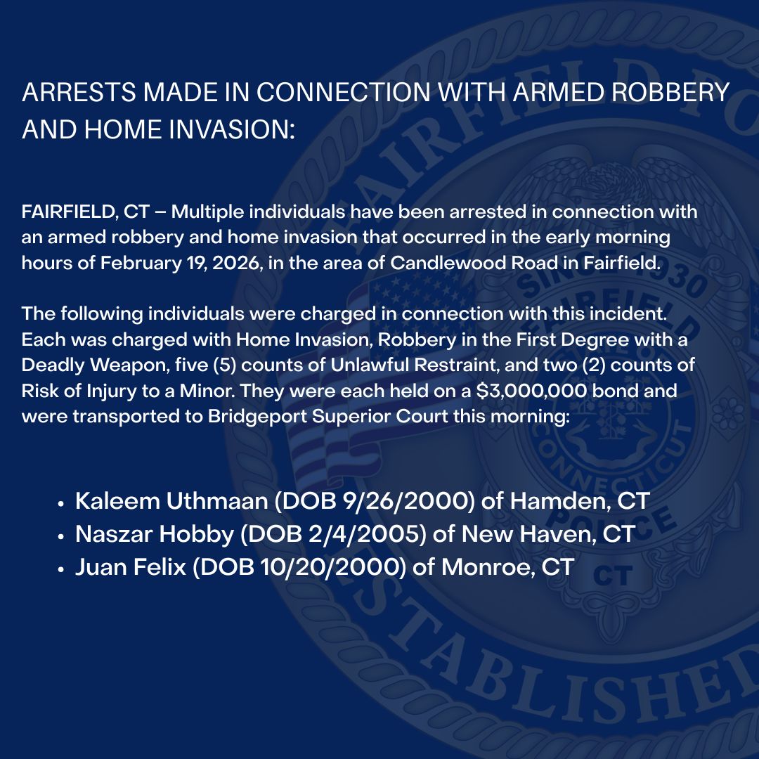 Fairfield Police, CT tweet media