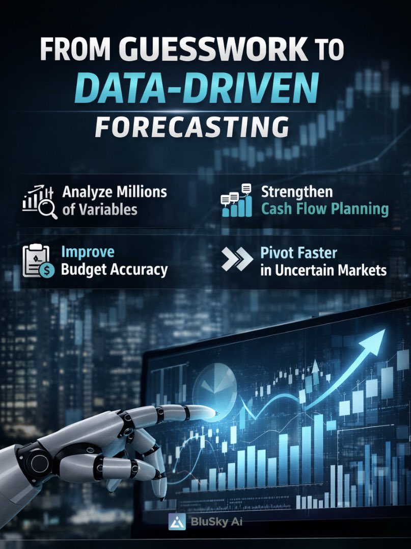 Uncertain markets demand smarter forecasting.

AI analyzes millions of variables in real time
Better budgets
Stronger cash flow planning
Faster pivots

Data-driven finance teams outperform intuition every time.

🔗 Intelligent forecasting starts here
#AI #FinTech #FutureOfFinance