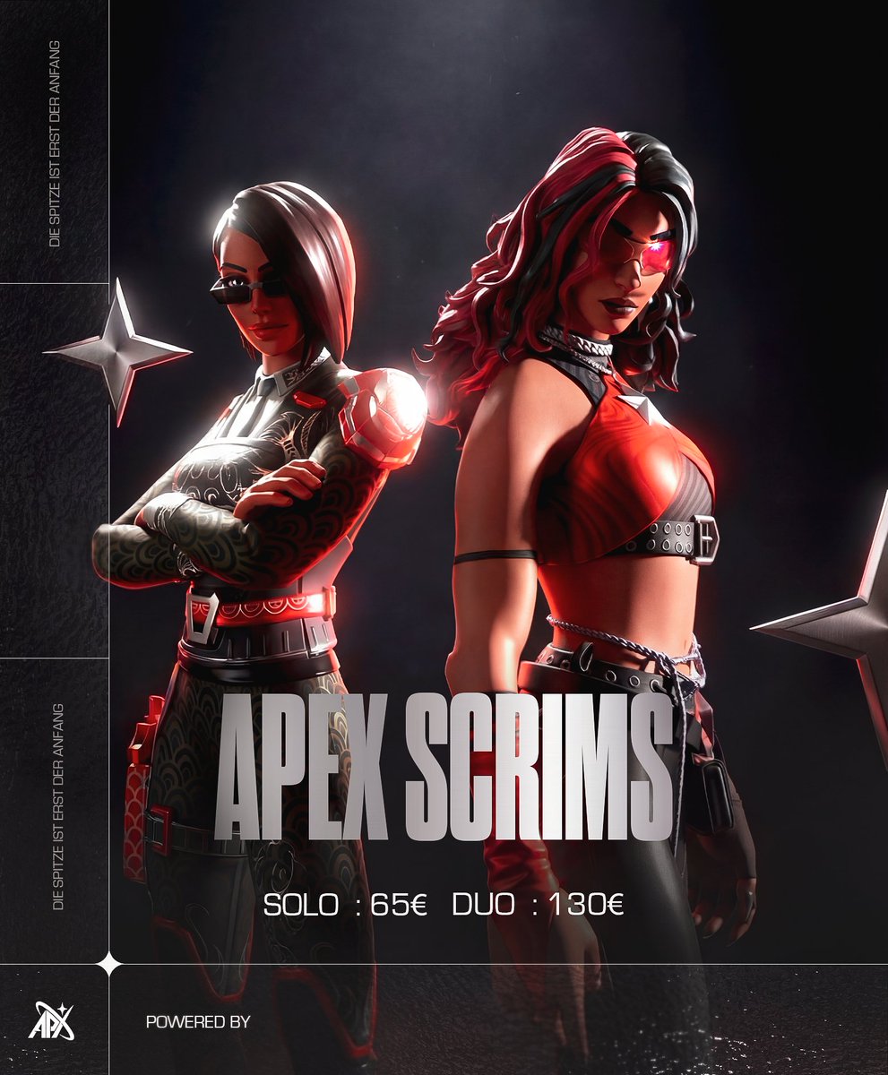 XXL SESSION TAG | 25.02.26🎯

Apex wird am 25.02. den gesamten Tag Sessions hosten. Es wird die letzte Chance sein am jeweiligen Finale diesen Monats teil zu nehmen (195€ Price-Pool). 💸

Genauere Infos folgen die Tage. Markiere deinen Duo Mate.
