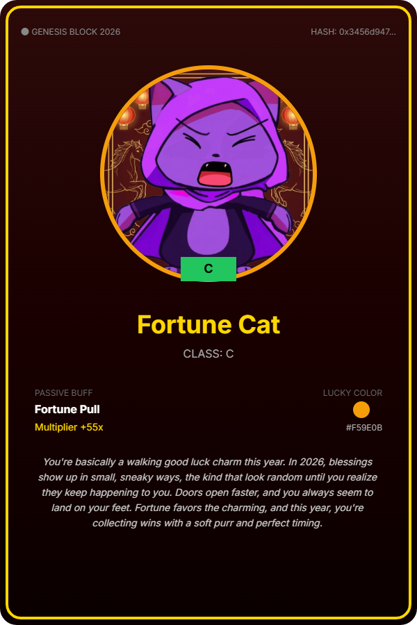 scrubfb41's tweet photo. Testing my luck with Perle of Fortune: Year of the Horse 🧧

Just minted my Perle Identity: Fortune Cat (C)

Passive Buff: Fortune Pull (+55x) 💰

Generate your own unique Perle card + claim a limited red packet cover 👇 https://t.co/0ghdEnp5VW https://t.co/oiKvO5fRkS