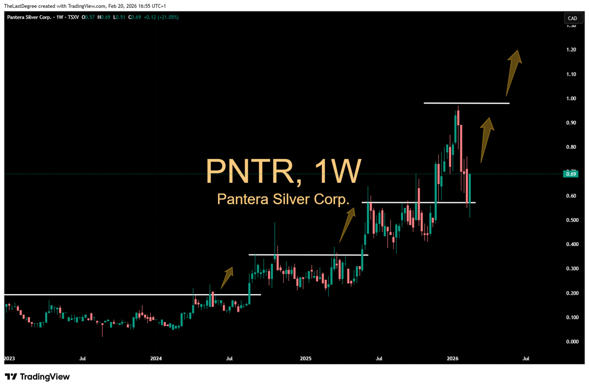 TheLastDegree's tweet photo. probably the best looking chart in Silver space: Pantera Silver $PNTR.v or $PNTRF on OTC. 
Drilling to start next months, this could derail into one of the biggest Silver discoveries in 🐘 country. https://t.co/DgDf9lu1rV