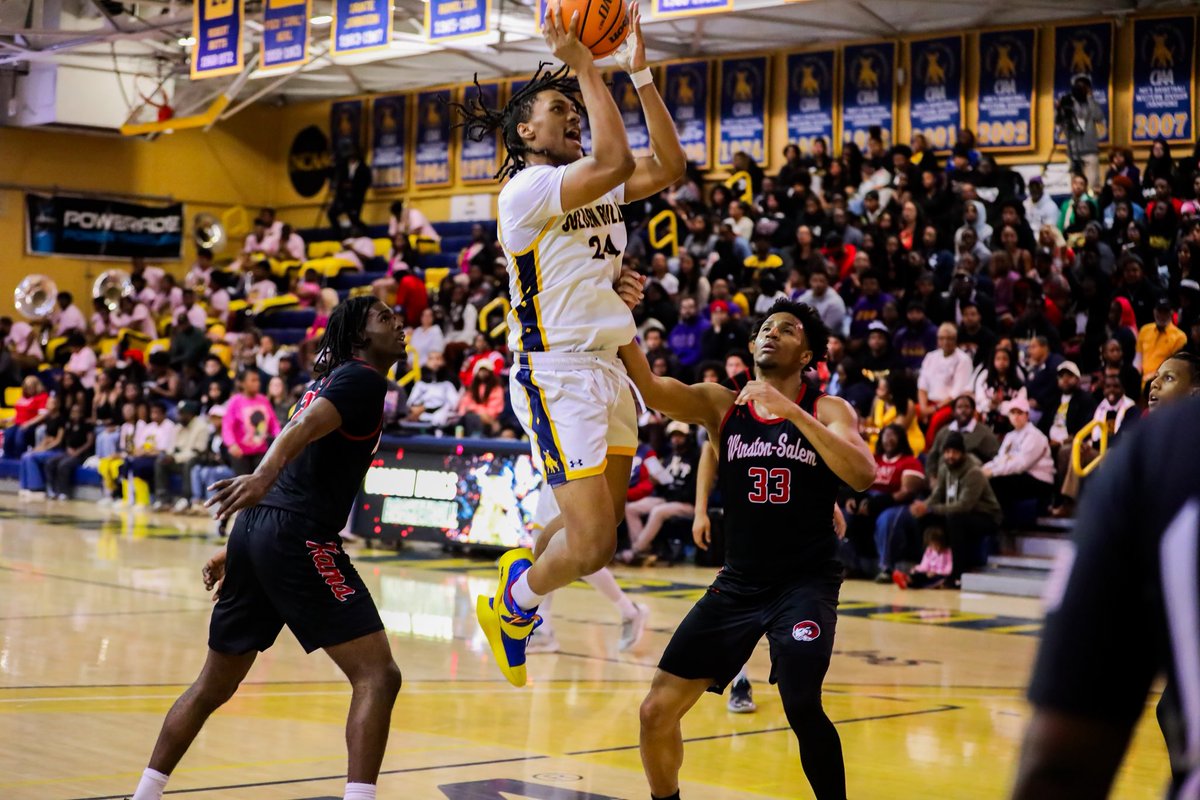 JCSUSports's tweet photo. JCSU faces off against WSSU flicks 🏀💛💙
#hbcu #ciaa https://t.co/jS6vZ9fAhE