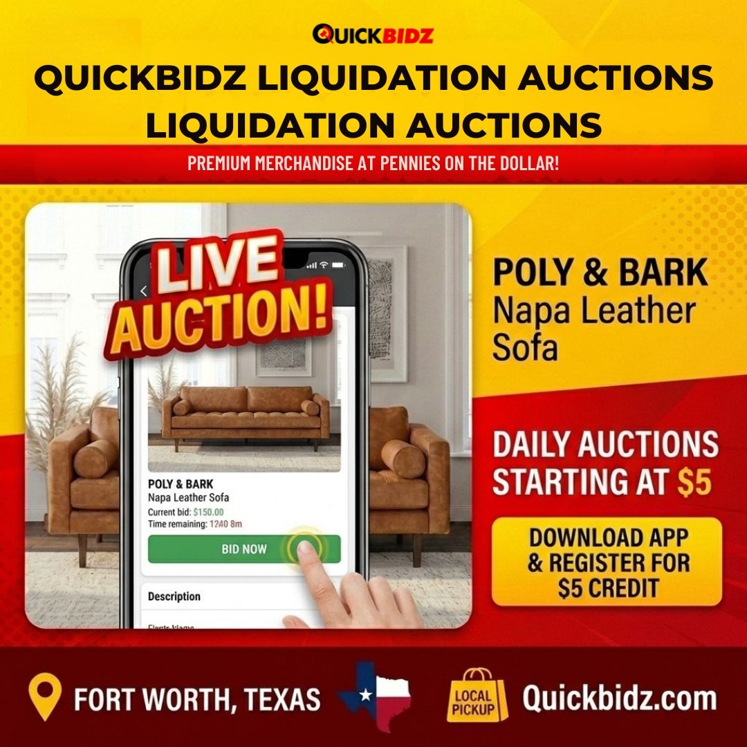 quicklotz's tweet image. 🛋️ Discover comfort and style with our featured multi-functional leather sofa bed, perfect for any space and available soon at our Fort Worth auctions—bid starting at just $5! 📲 #QuickLots #AuctionFinds #FurnitureDeals #SofaBed #FortWorthTX #LiveAuction #HomeComfort #B...