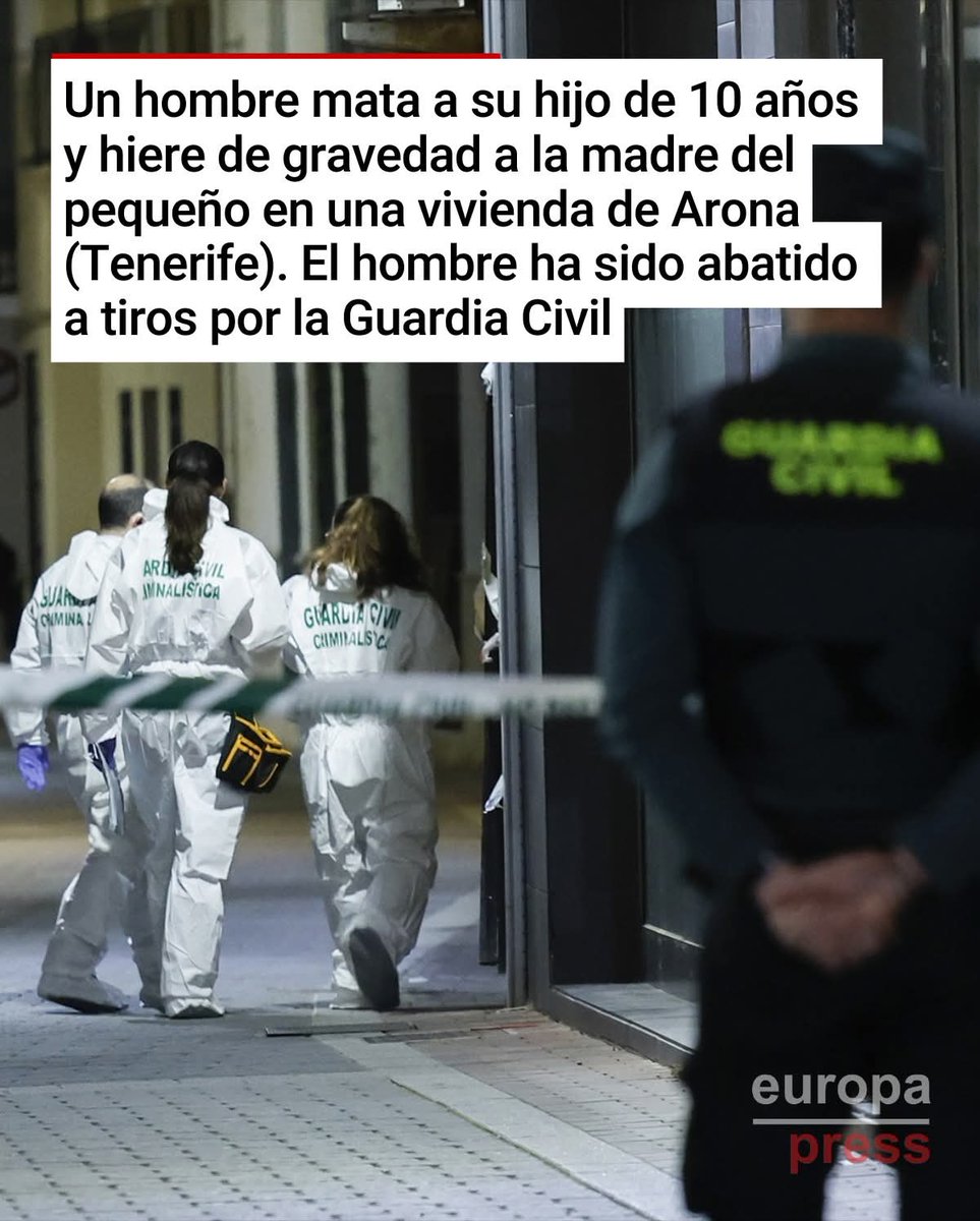 Y esto se condena o miramos pa otro lado... 
Un niño de solo 10 años y una mujer grave, estos crimenes los ha cometido un tío, masculino, violencia de género, violencia vicaria... Esto no lo condenan los Fascistas, y los mangantes apoyan a estos mierdas.. 10 años, D. E. P😔