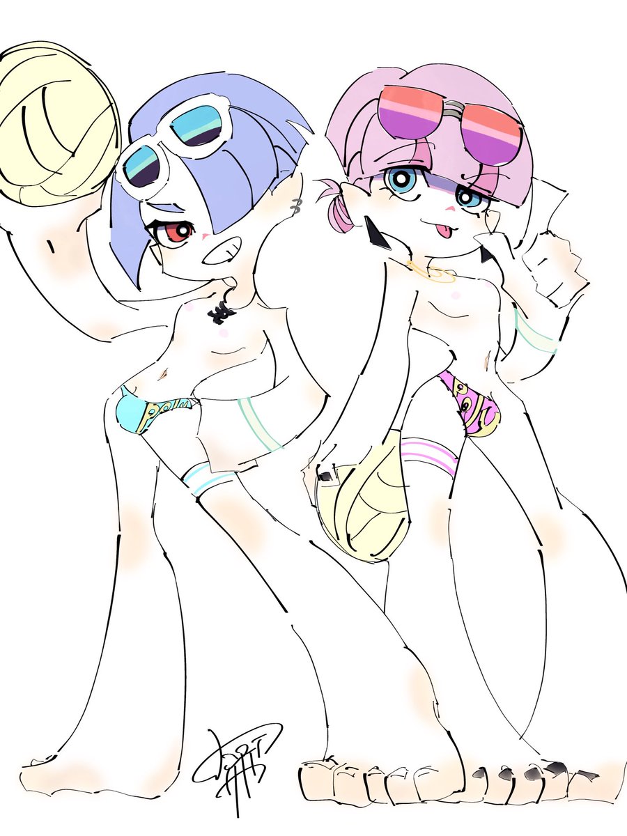 寝る前らくがき
パンスト1期のビーチバレー回も好きなので、天使兄弟もやってくれ