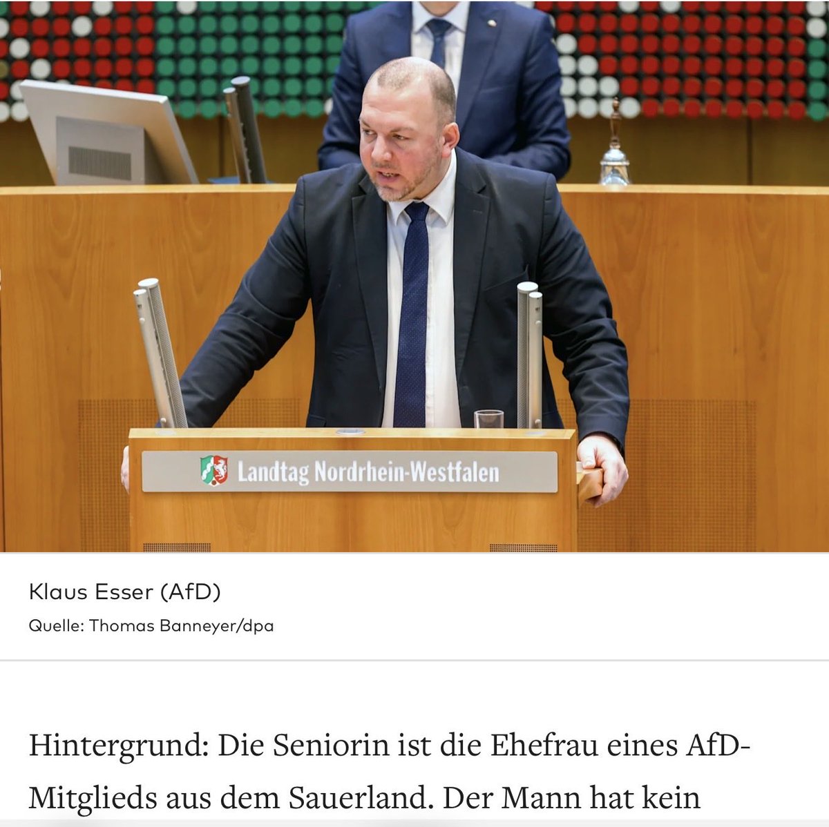 Der <a href="/AfD/">AfD</a> Mann beschäftigt die 80 Jährige Ehefrau eines Parteikollegen auf Staatskosten. Seine Rechtfertigung: er tue etwas für die Teilhabe älterer Menschen, sie sei noch „geistig fit…“ Für wie blöd hält man den Wähler?