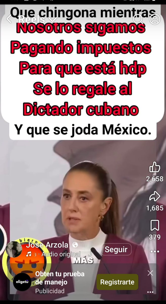 🇲🇽🌎✝️ Y MÉXICO CIUDADANÍA QUE SE JO-DA PORQUE ESTA ESPURIA NRK C.SHEINBAUM ATIENDE Y SIRVE A SU PUEBLO, QUE ES AMLO Y CUBA. ASÍ O MÁS CLARO. Da clic👇🏻
facebook.com/share/r/16AWLp…
<a href="/dlacalle/">Daniel Lacalle</a> 
<a href="/marcorubio/">Marco Rubio</a> 
<a href="/lopezdoriga/">Joaquín López-Dóriga</a> 
<a href="/El_Universal_Mx/">El Universal</a> 
#NrksLópezObradorYSheinbaumAlPenal