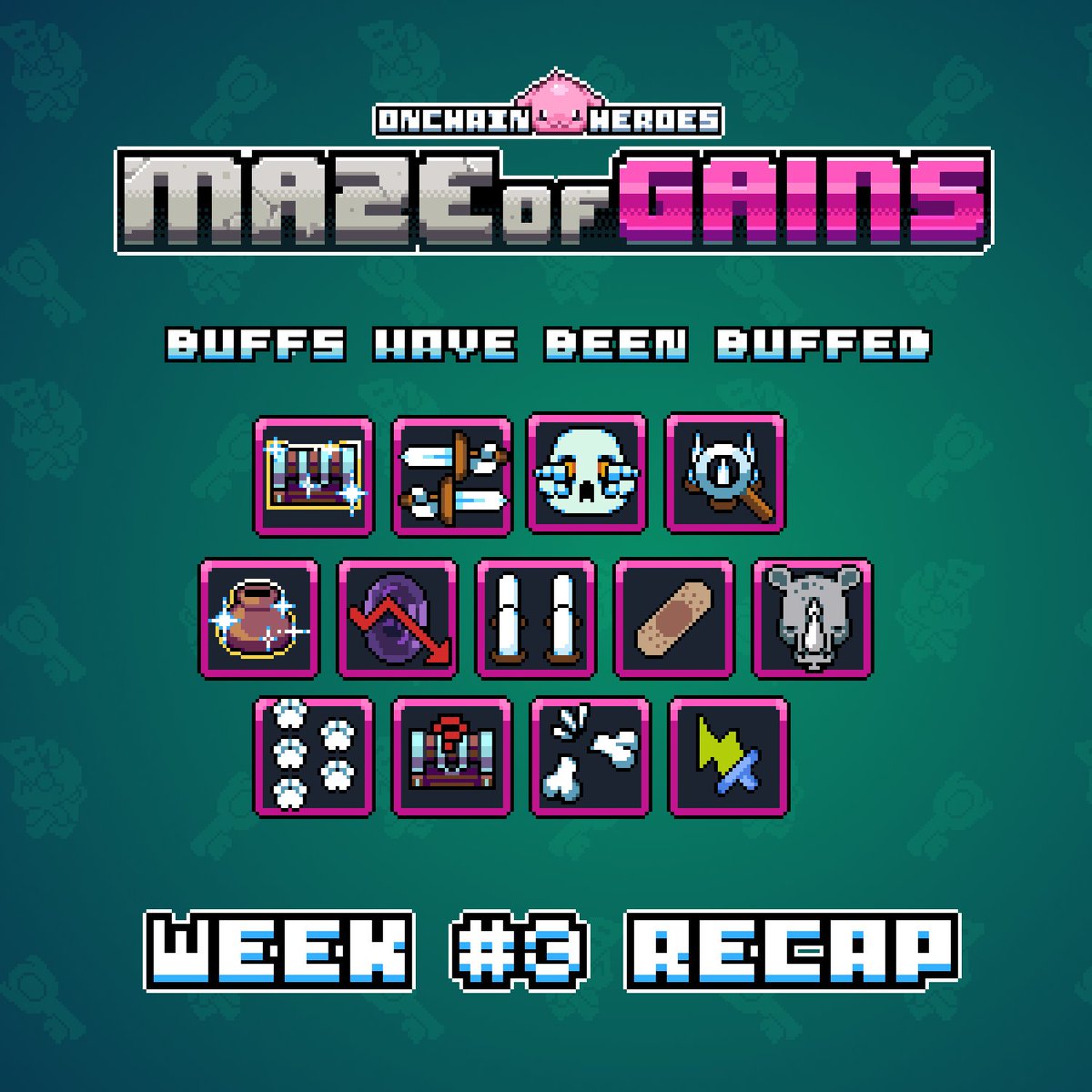 onchainheroes's tweet photo. Week 3: Stats + Balance Updates 🔥

Another week in the Maze - and lots to cover!

Here's what's inside:

📊 Weekly stats
🔵 Marble cap increase
⚔️ Game balance updates

Let's dig in 🧵 https://t.co/wvoxp6Ua28