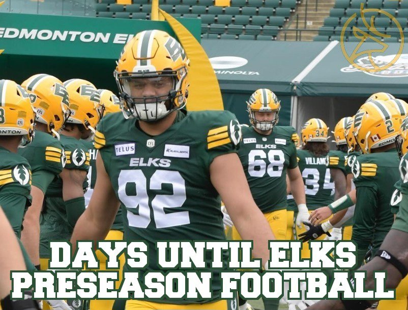 TheElksHerd's tweet photo. Good Morning Football Fans! We are Noah Curtis days away from Edmonton Elks Preseason Football! Go Elks!
#GoElks #CFL #YEG #JoinTheHerd 🦌 https://t.co/xj1Y9XDYNk